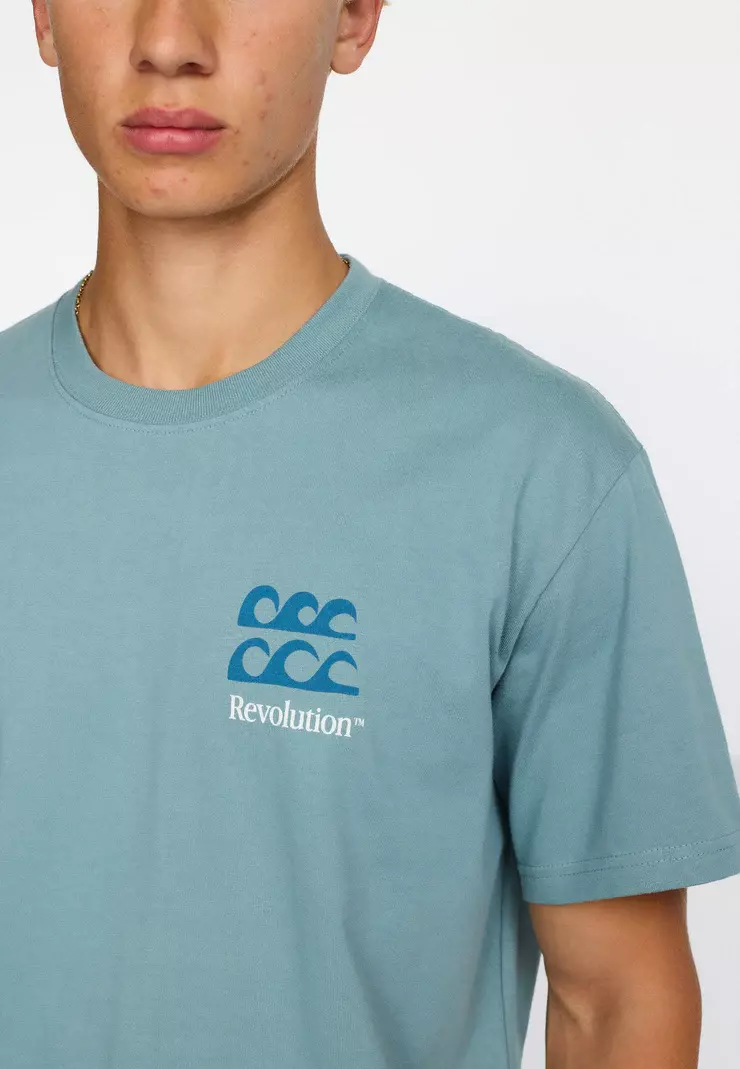 Revolution Printed Waves T-Shirt Herren blau